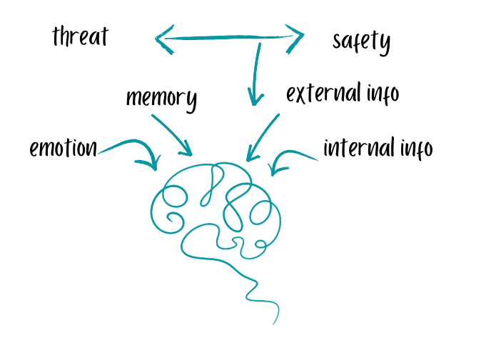 diagram of the brain with input patterns