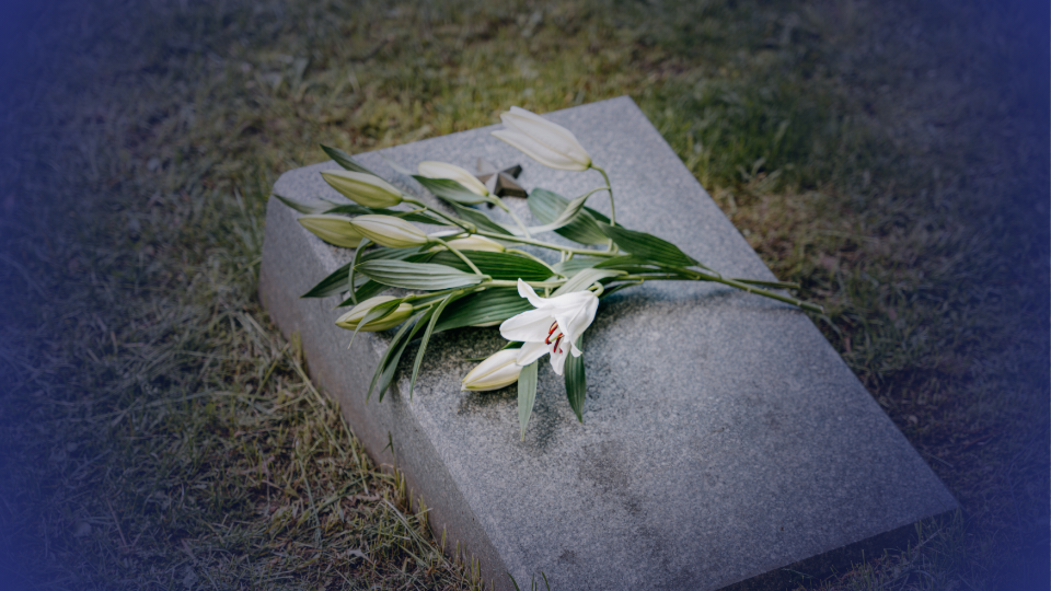 gravestone with flowers