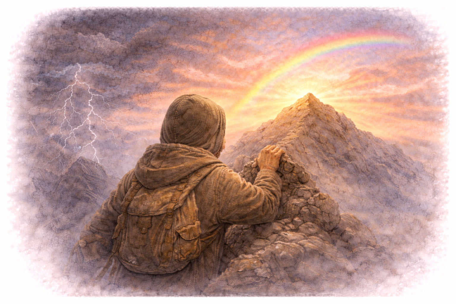 Person climbing mountain