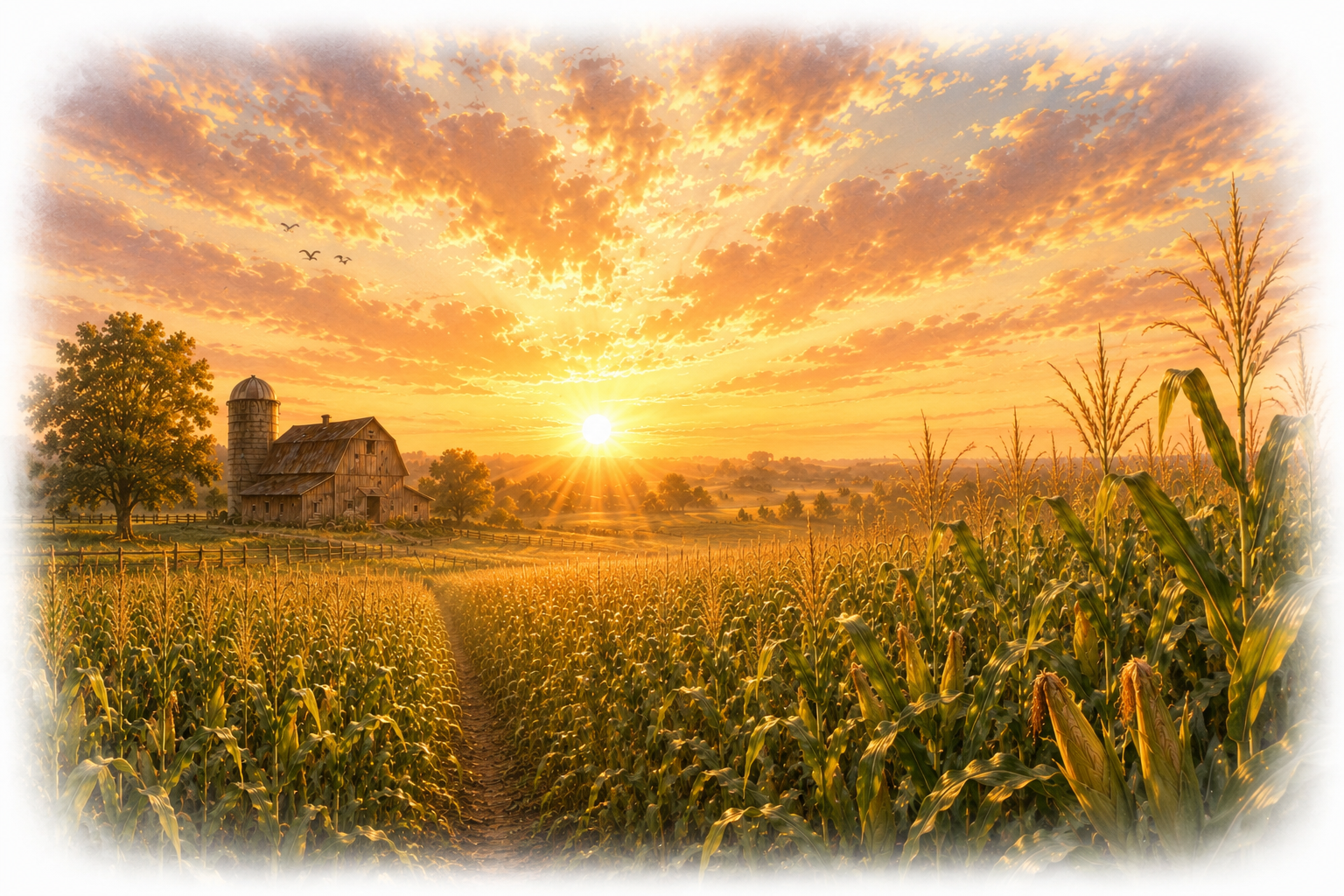 farm at sunrise