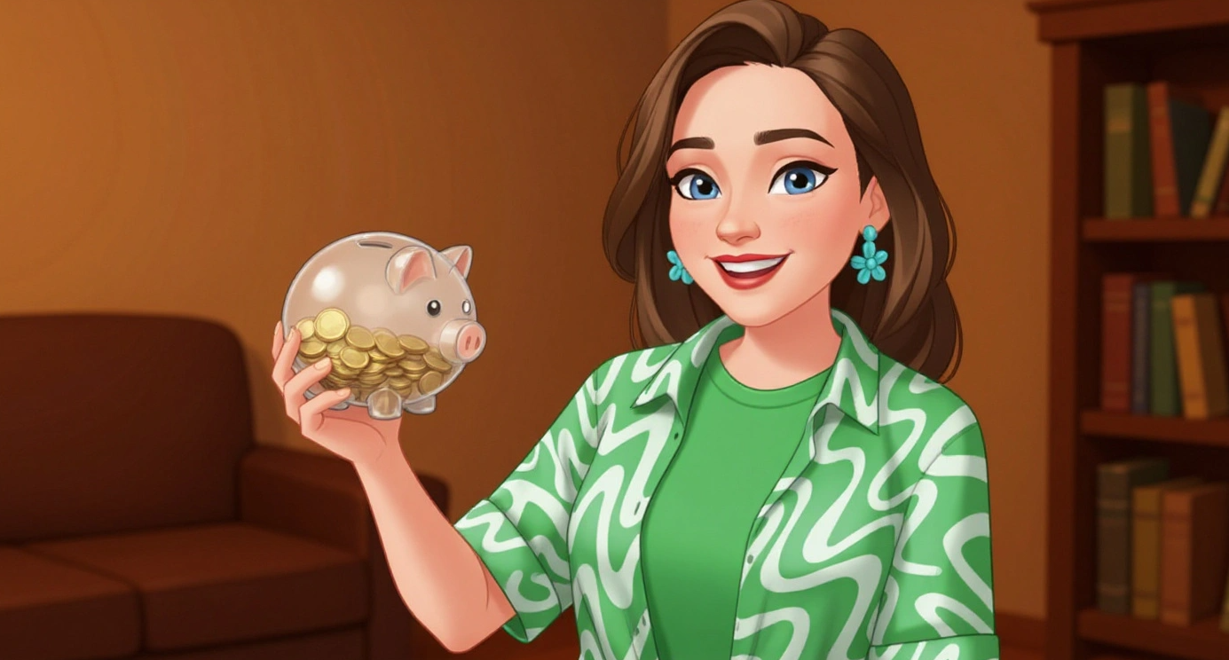 Image shows a coin sliced up like pizza with various colours in the background. 