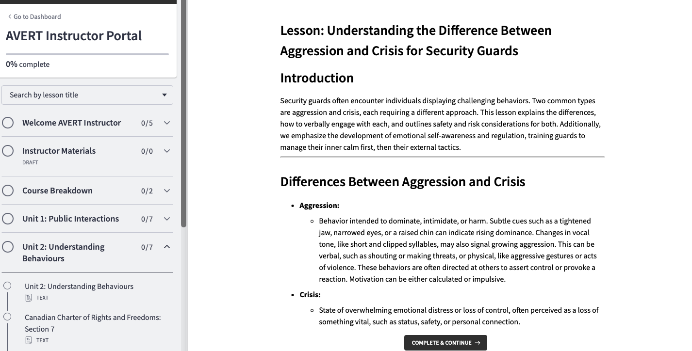 AVERT Security Training System