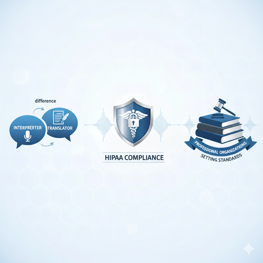 Learn Industry Standards: Understand the difference between interpreter and translator, HIPAA compliance, and professional organizations setting standards