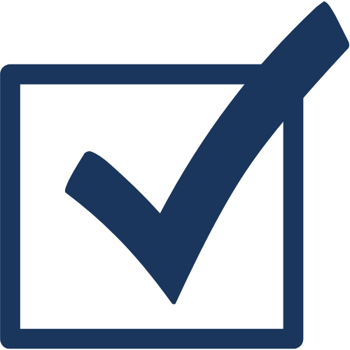 A checkmark in a box.