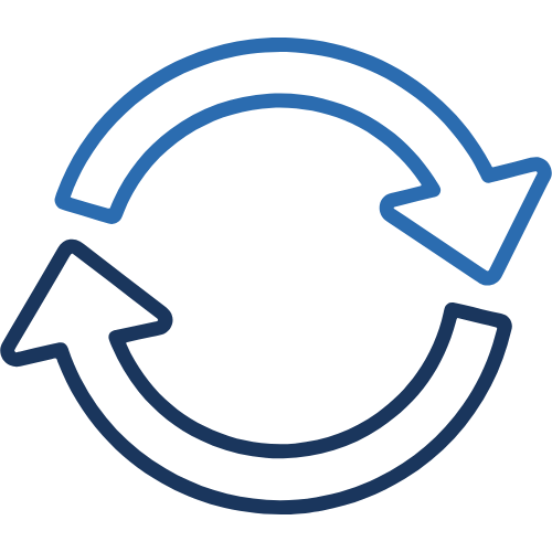 Two arrows creating a circular shape.