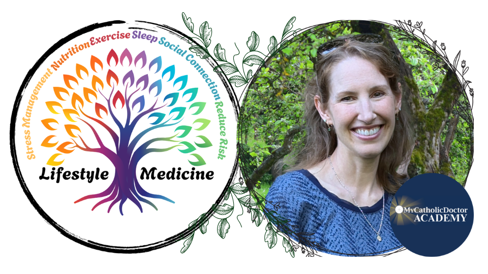 tree representing lifestyle medicine and image of instructor