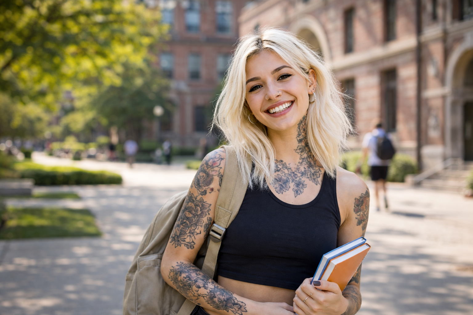 happy girl on uni campus