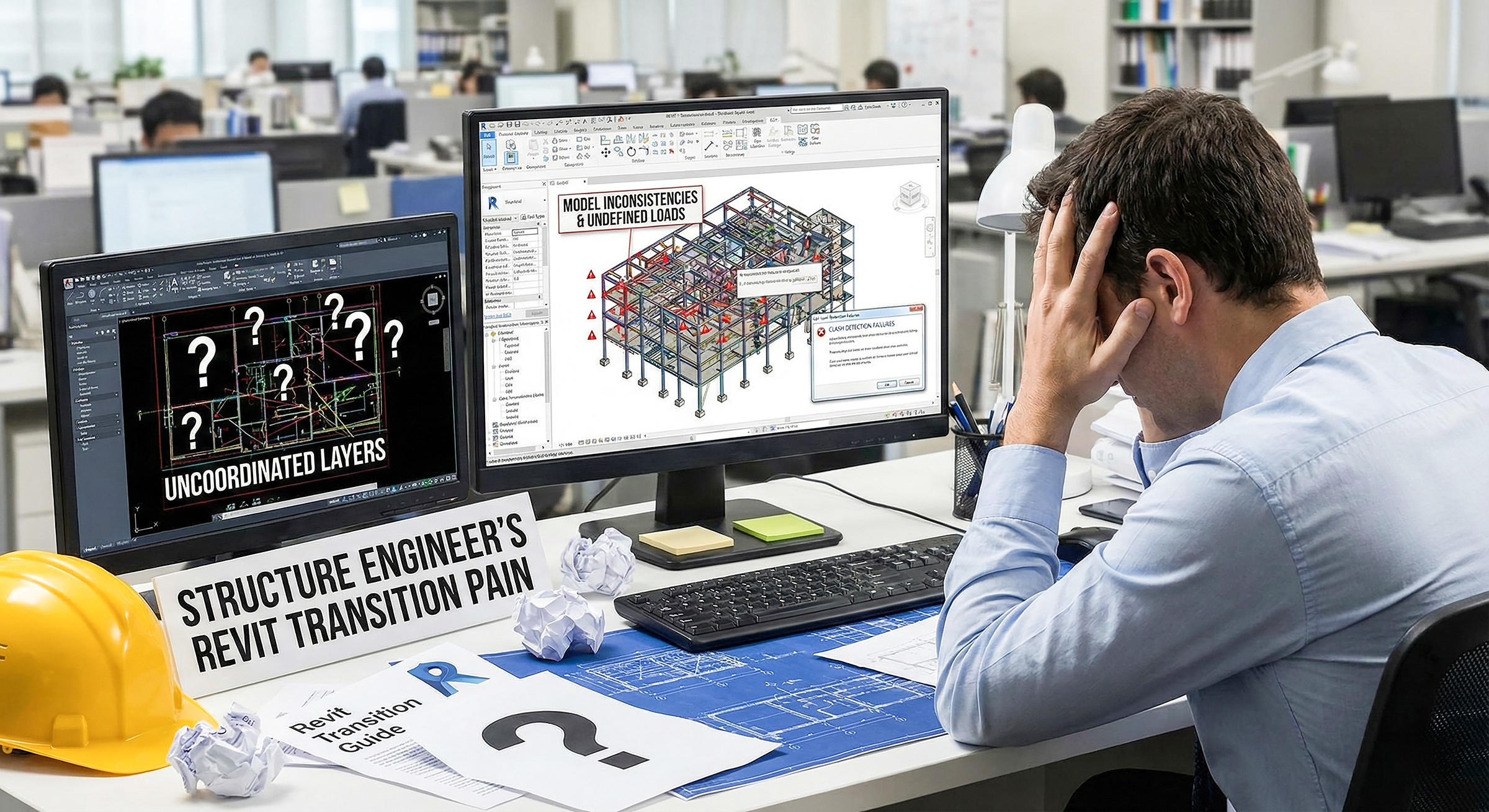 Frustrated structural engineer dealing with inconsistent Revit views and schedules—a common result of applying CAD habits to BIM work.
