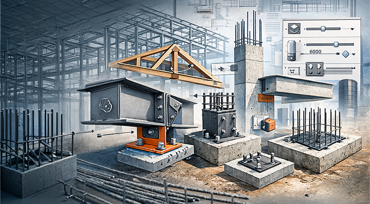 Revit Structure families showing parametric columns, beams, and foundations with framing logic designed for accurate quantities, clean documentation, and predictable behavior.