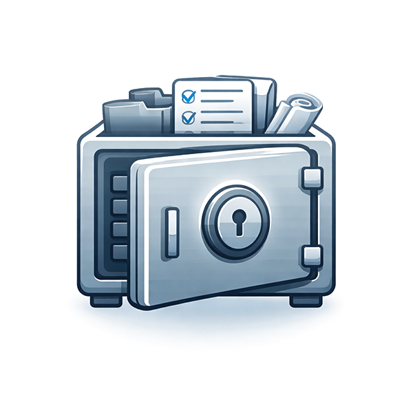 Resource vault icon representing downloadable Revit Structure standards, family templates, parameter rules, QA checklists, and workflow reference materials.