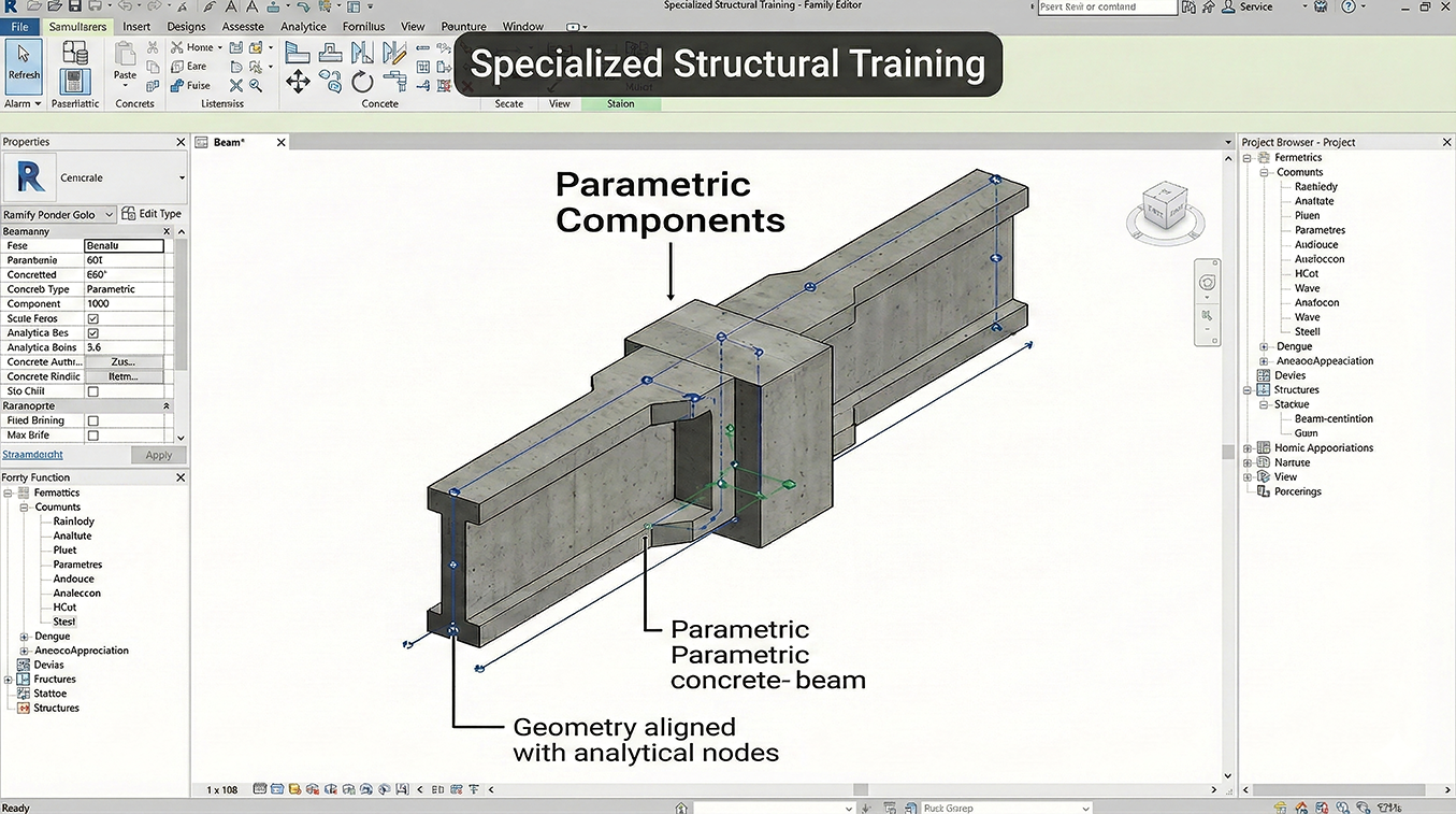 Structural Revit family example showing clean graphics, controlled visibility, LOD management, and lightweight geometry for documentation and coordination.
