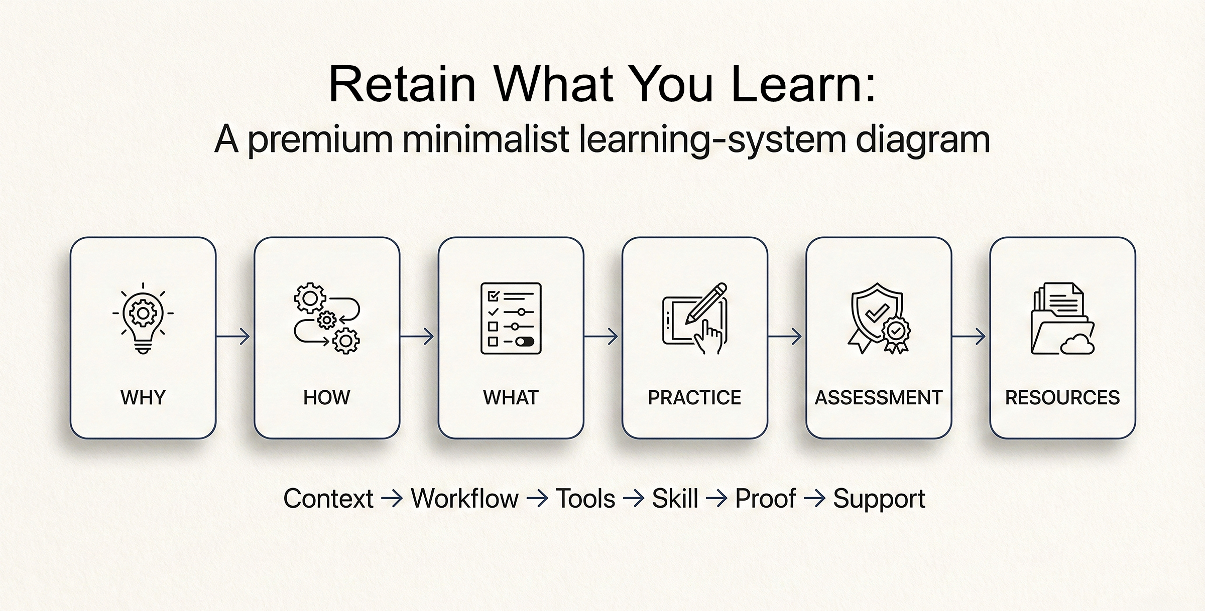 Diagram of the Revit learning system showing why, how, and what, plus practice, assessment, and resources for long-term skill retention.