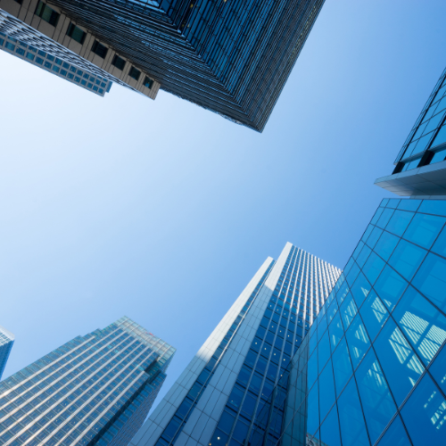 City building looking up at sky
