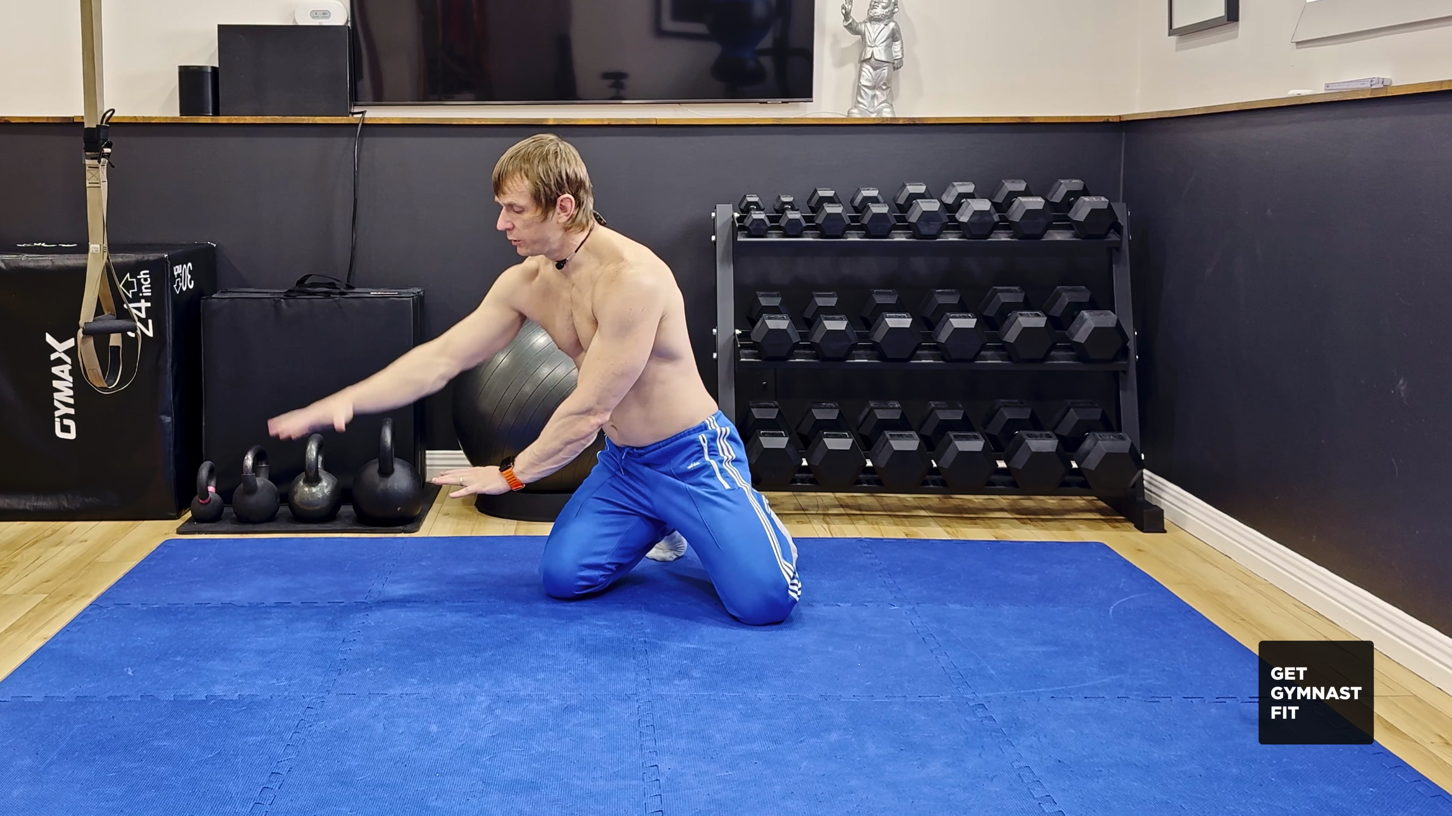 Trainer Maxim explains the gymnastics drill