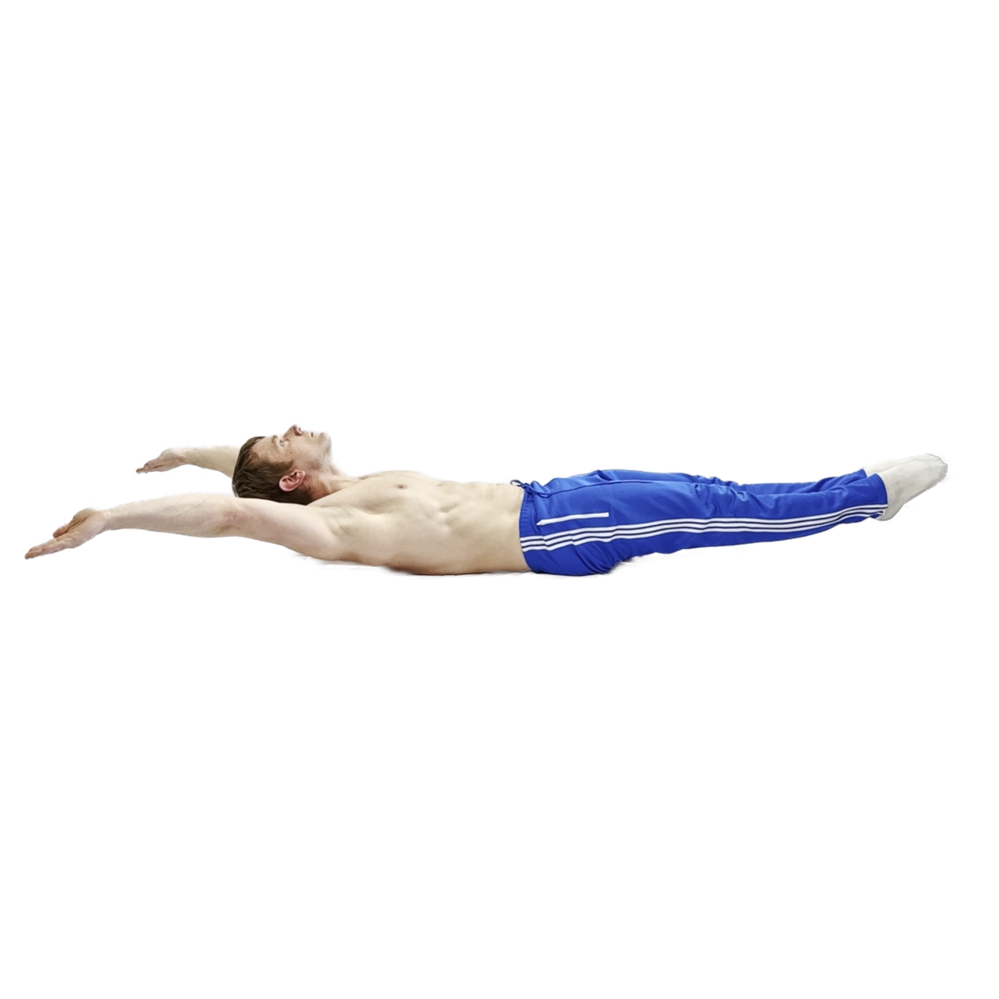 An athlete demonstrating the hollow body hold