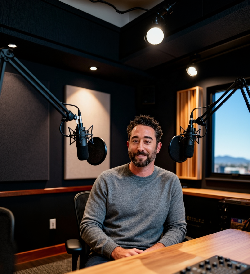 Life coach Josh Dolin in the studio recording the Find Your Purpose Course.