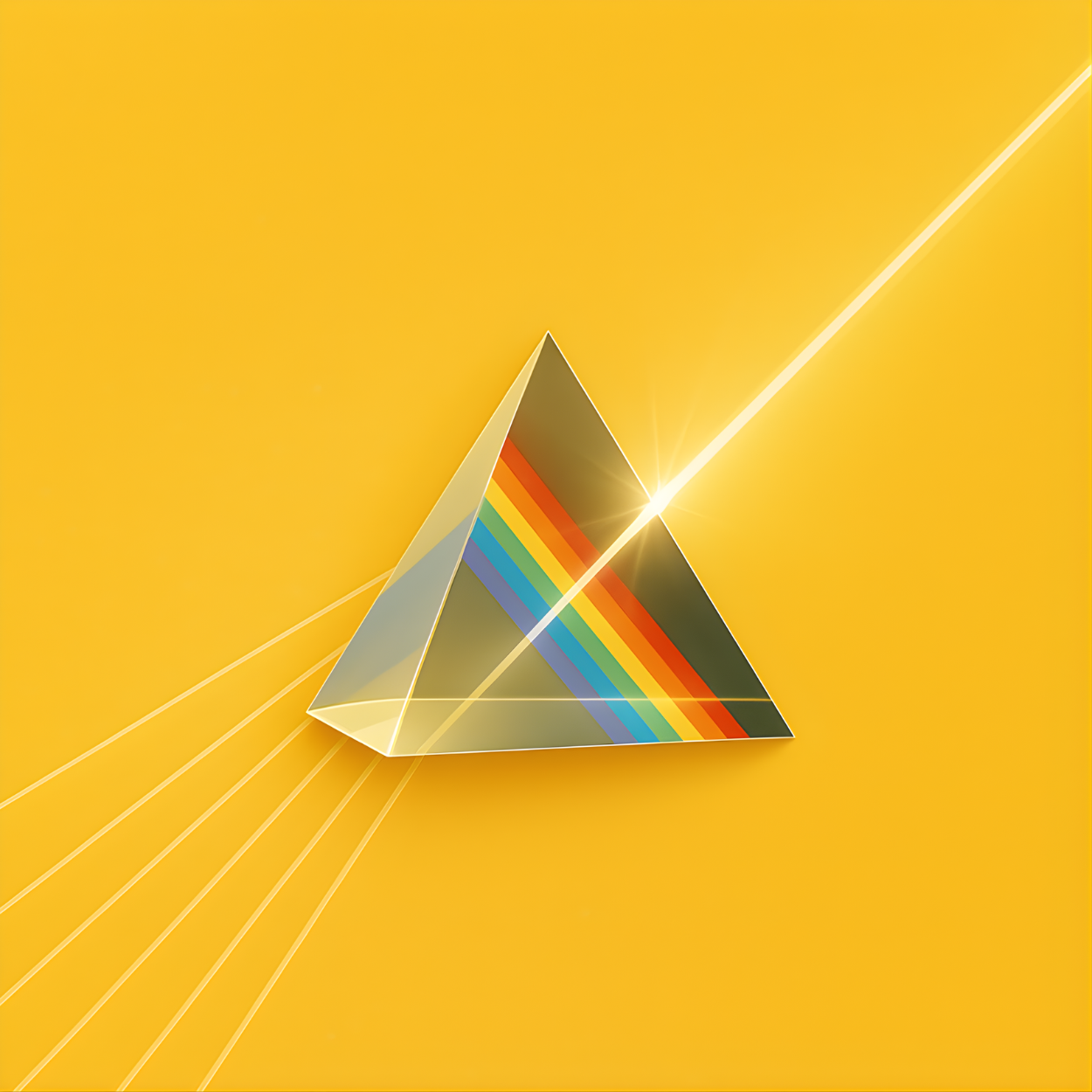 Multiple beams of light entering a prism then exiting as one strong beam representing finding your purpose.