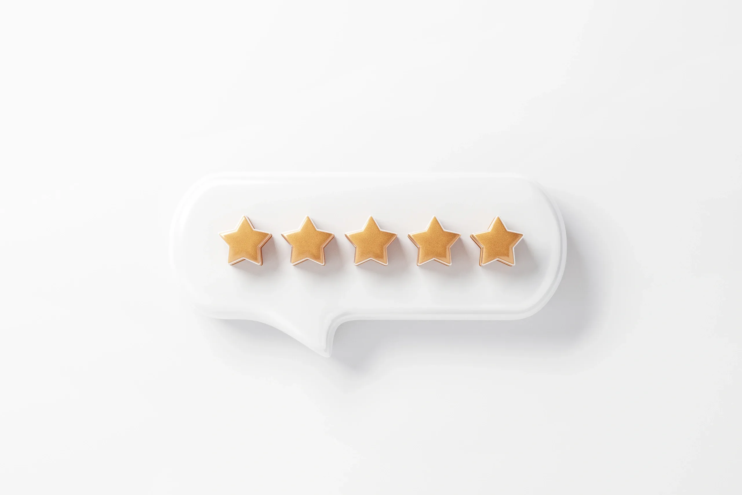 5 gold stars in a speech bubble.