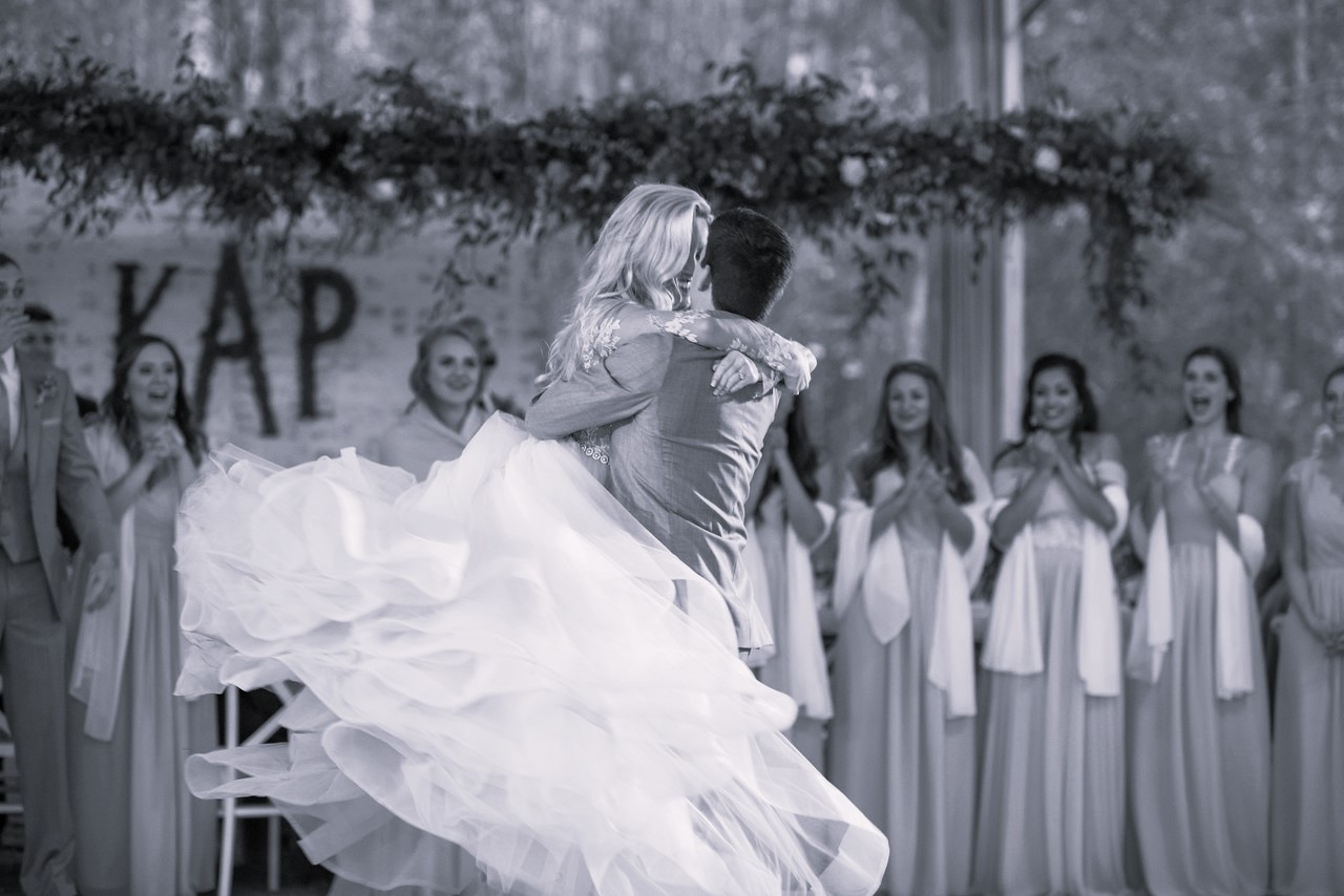 Jaclyn & Dustin, Sean Money Elizabeth Faye Photography, The Cedar Room Charleston, wedding dance kissing dip