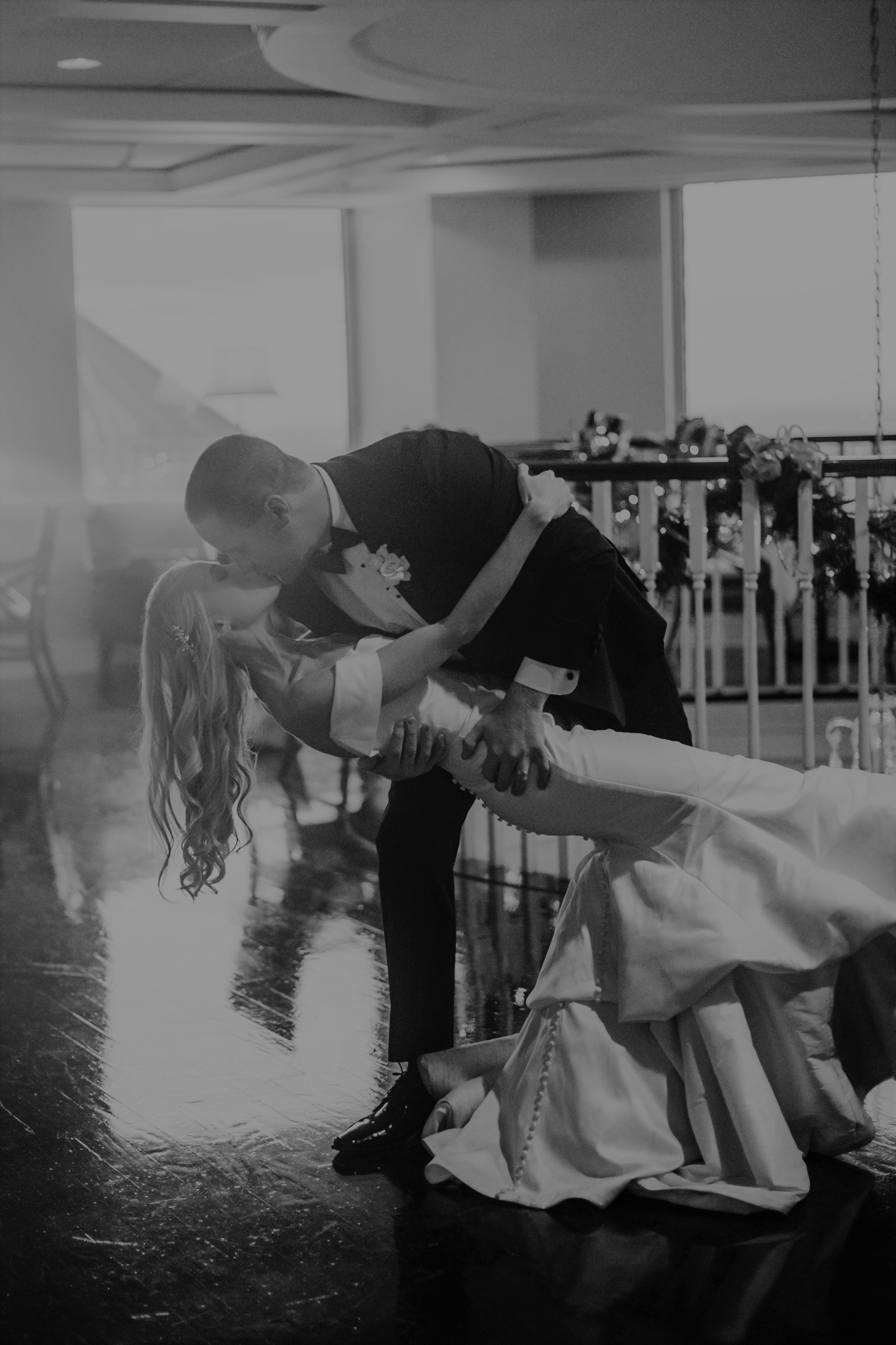 Jaclyn & Dustin, Sean Money Elizabeth Faye Photography, The Cedar Room Charleston, wedding dance kissing dip