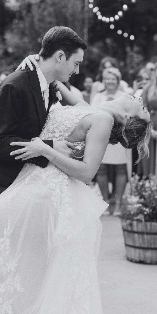  caitlin kevin, rebekah mcclure photography, wedding dip, first dance charlotte