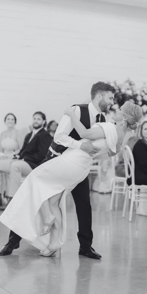 Jaclyn & Dustin, Sean Money Elizabeth Faye Photography, The Cedar Room Charleston, wedding dance kissing dip