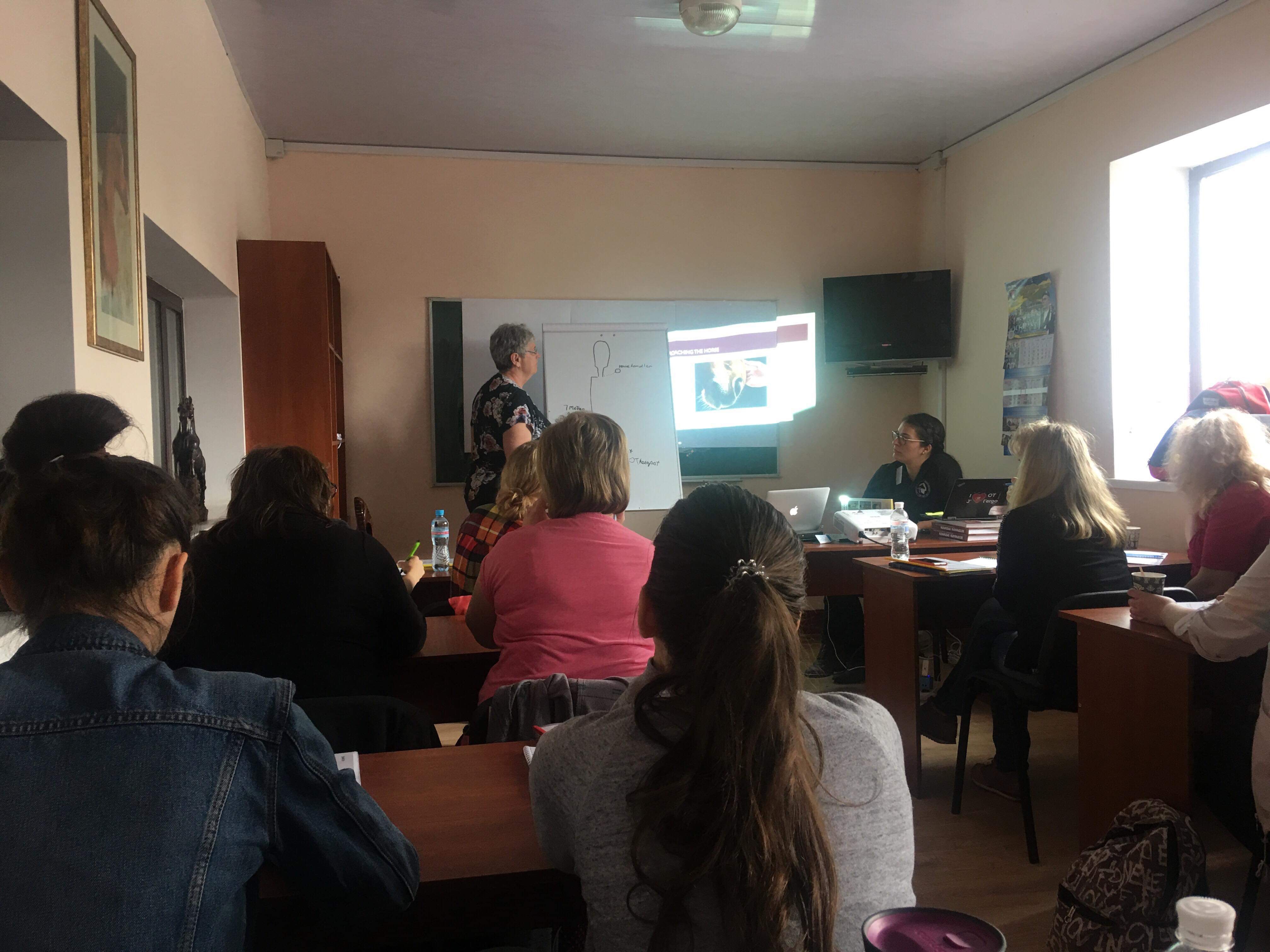 Karen Saindon teaching canine massage certification course