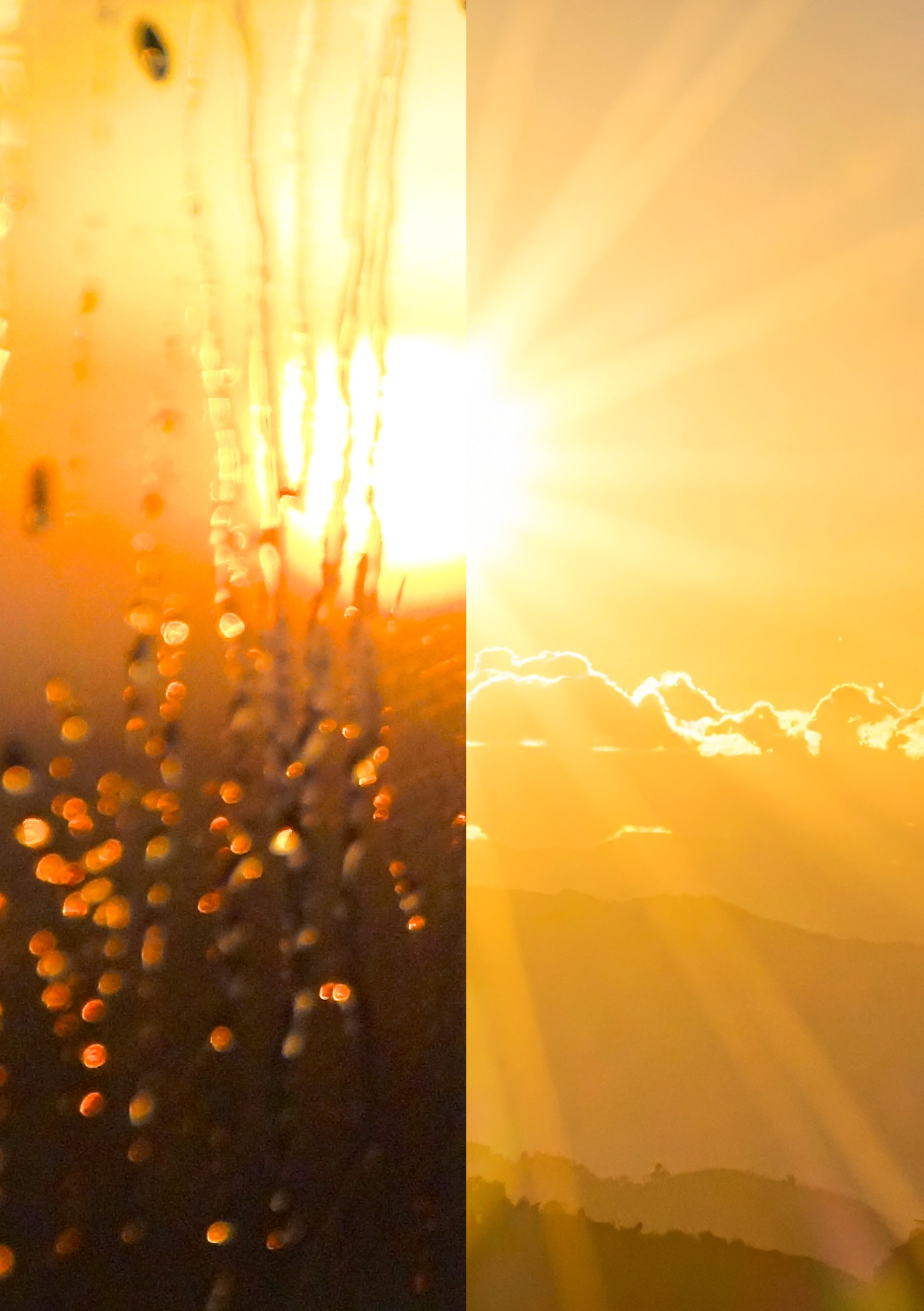 Sunlight through rain on one side and clear on the other side.