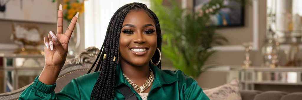 Digital Creator Posing with Peace Sign, Client Testimonial