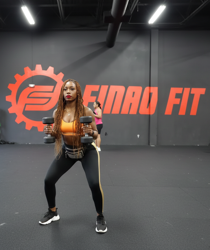 A fitness trainer working out in the gym