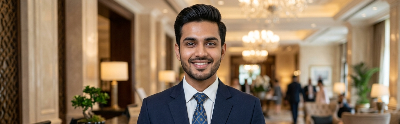 Hospitality professional sharing learning experience from training course