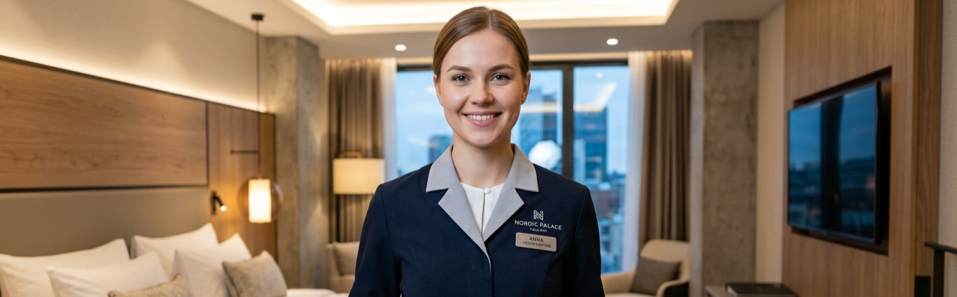 Hotel team member discussing hospitality training impact