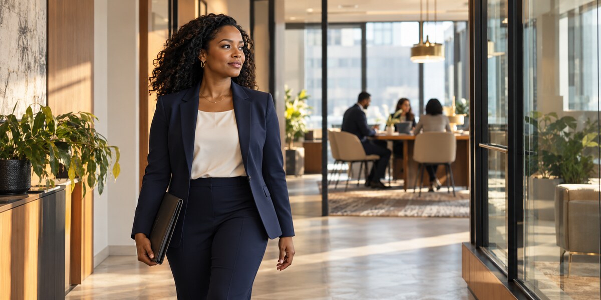 Professional proceeding with calm purpose after recalibration
