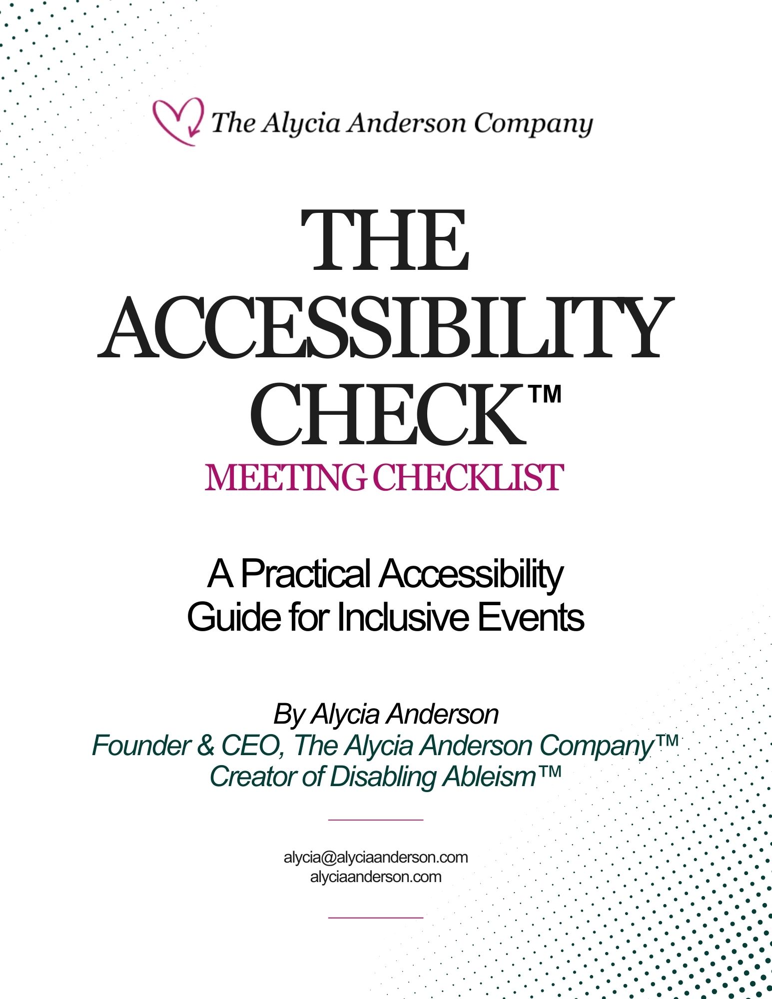 cover of the accessibility check guide by the alycia anderson company