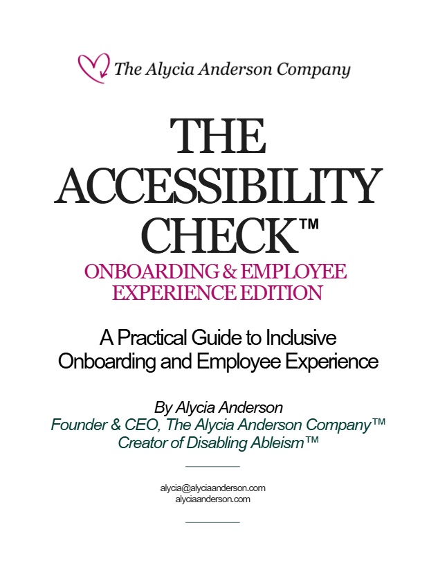 The Accessibility Check Onboarding and Employee Experience Edition Cover Page