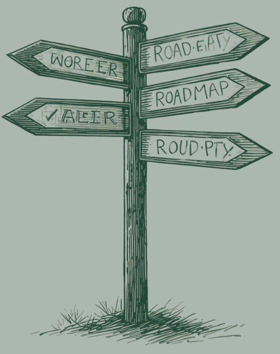 icon showing a sign post with directions on it