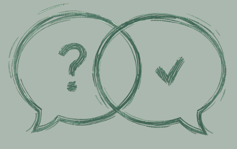 Speech bubbles suggesting improvement in knowledge