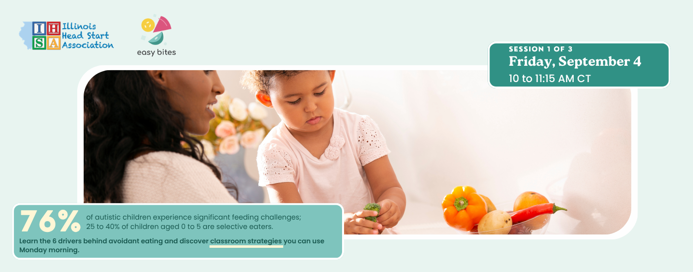 Webinar description showing adult preparing food with a child