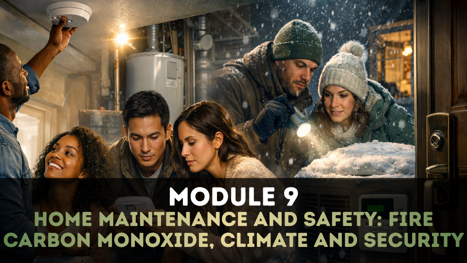 Module 9. Home Maintenance and Safety: Fire, Carbon Monoxide, Climate Change and Security.