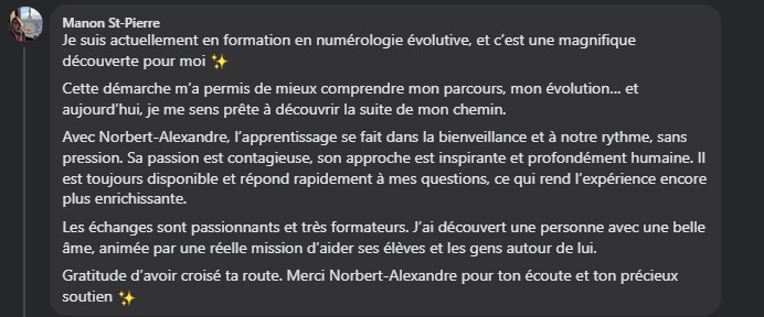 Formation en numérologie évolutive - Témoignage
