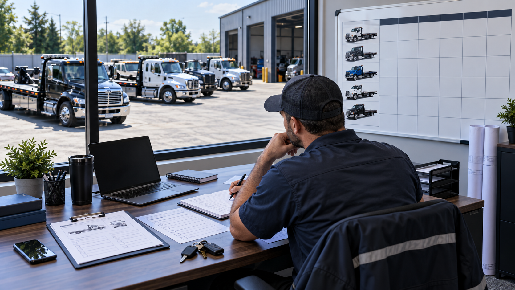 Fleet manager using a repeatable planning system for a towing fleet.
