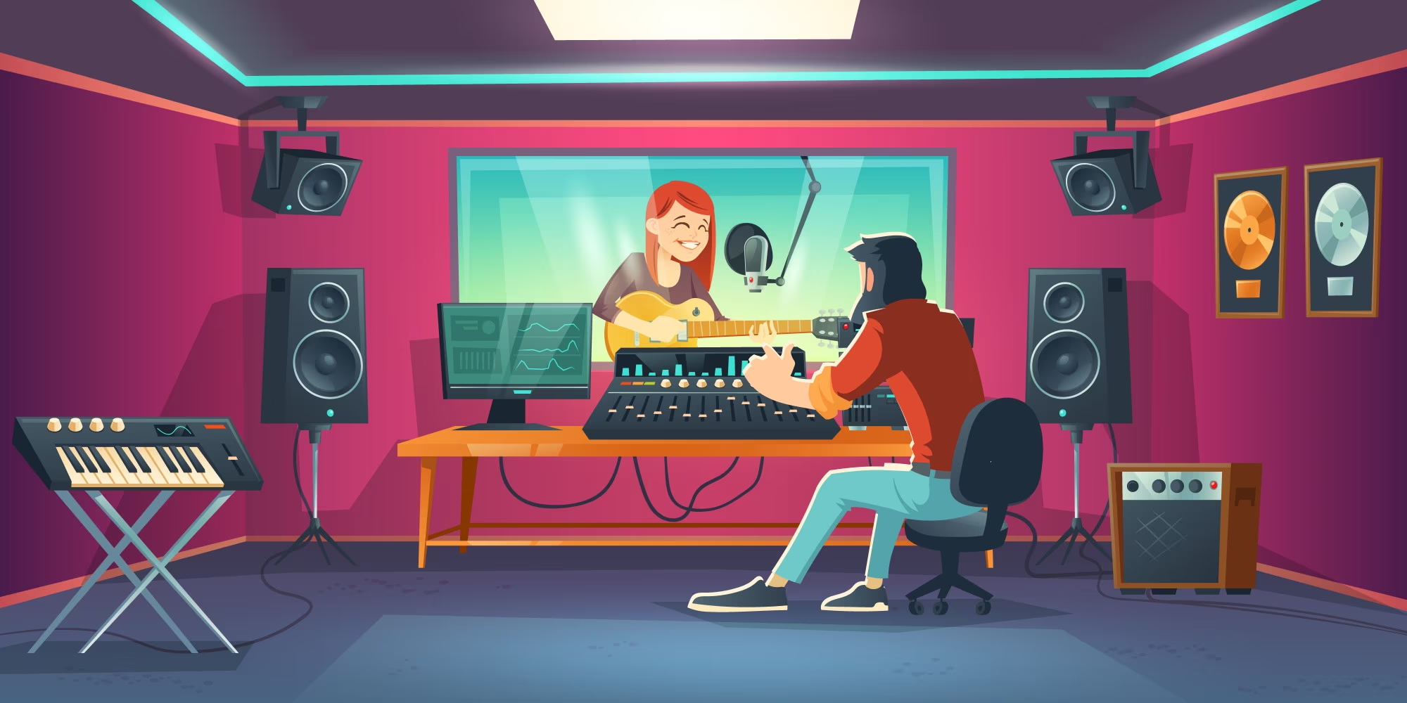 online music production school where the person working from the comfort of his own home studio