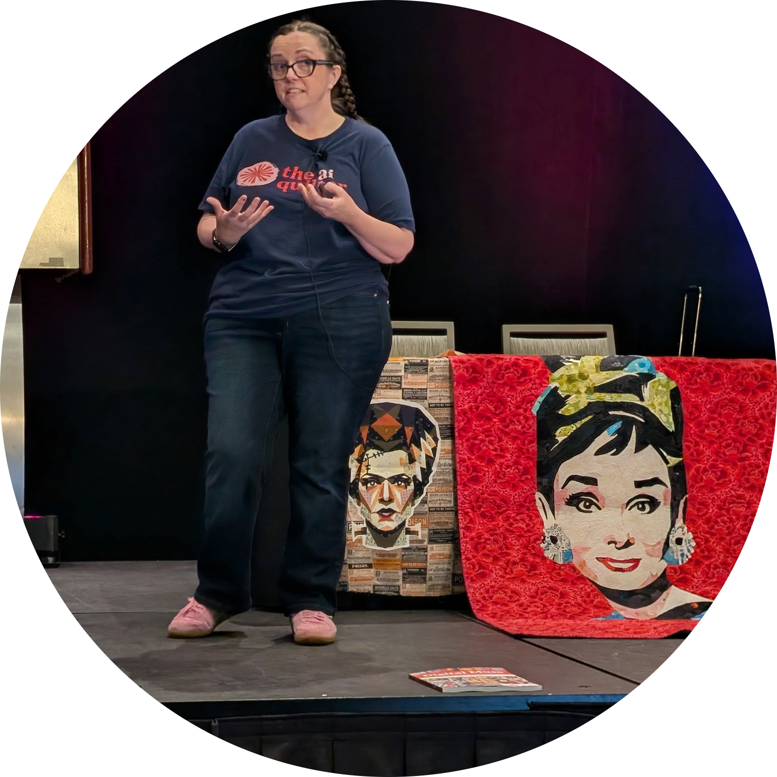 Theresa Benson the AI Quilter presenting at QuiltCon 2026