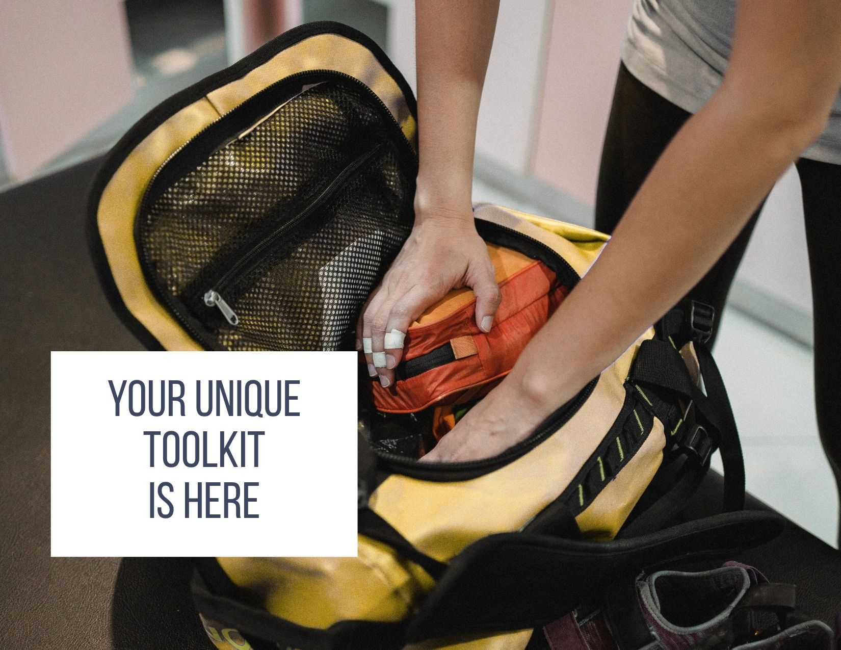 person with gym bag