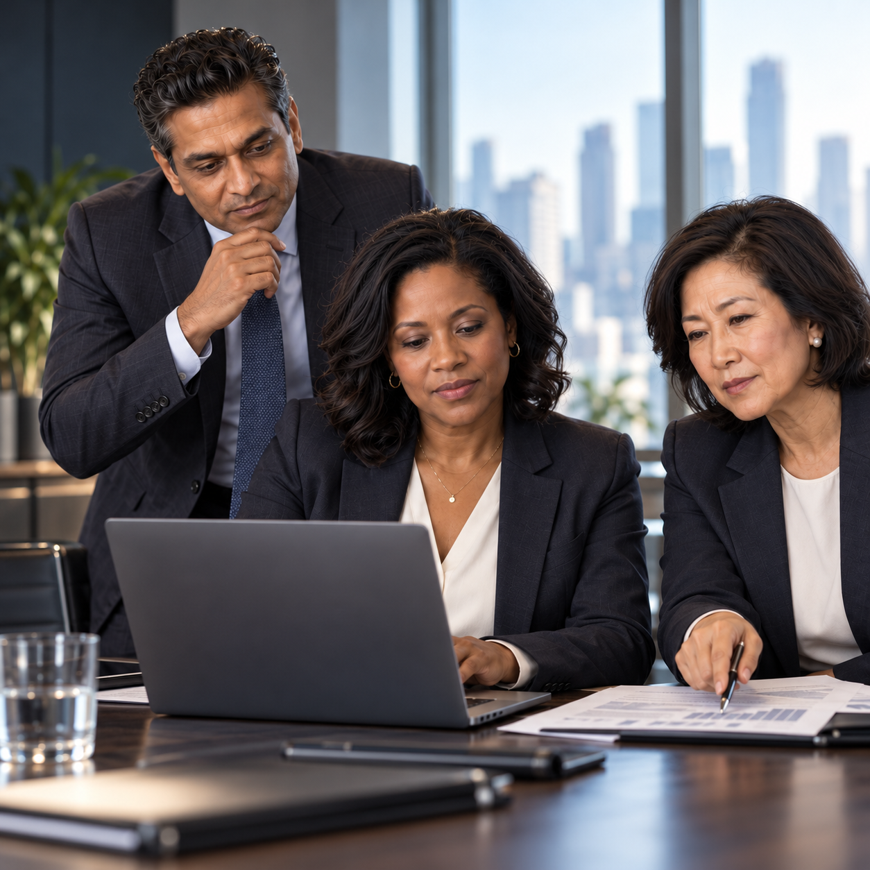 Penny Ledger, Max Margin and Connie Control review an AI-supported analysis