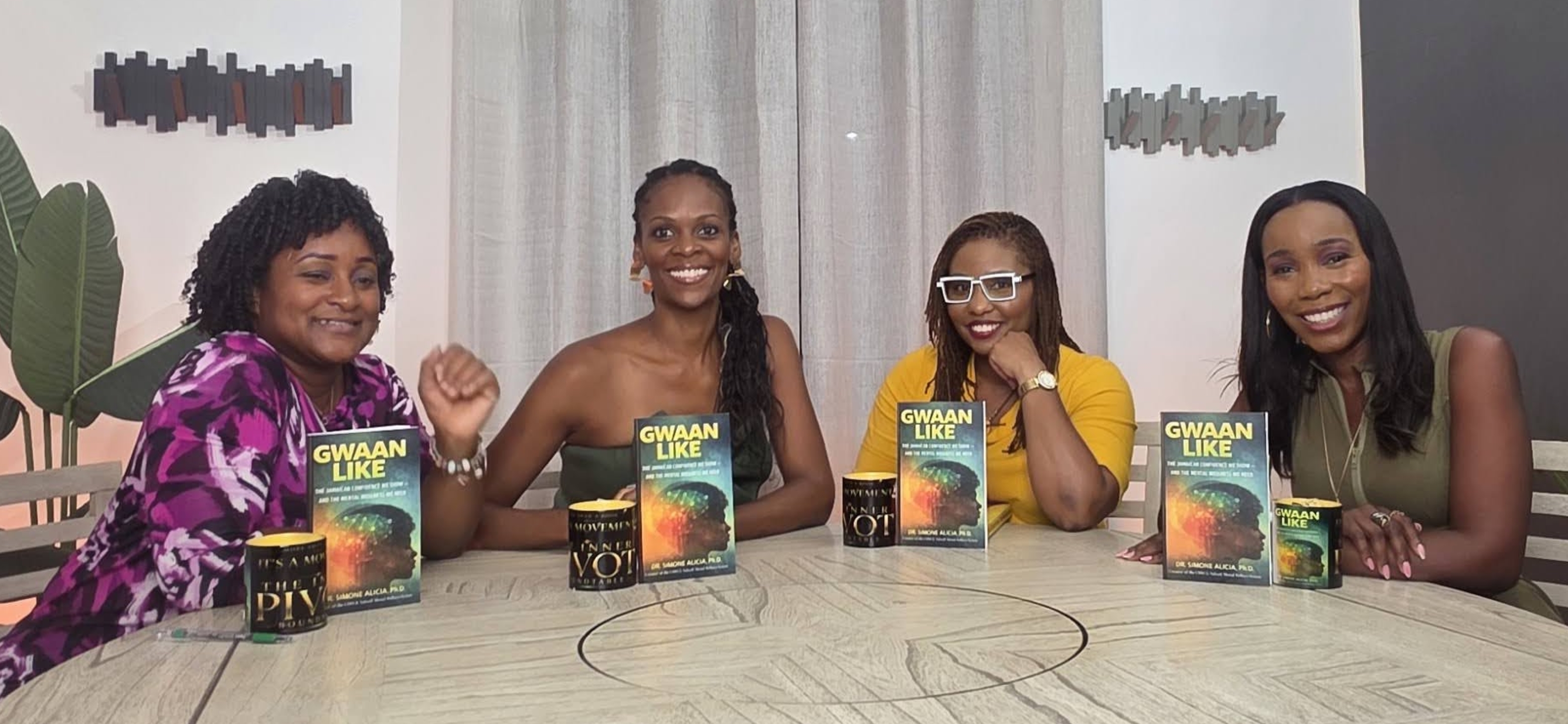 Dr. Simone Alicia and women from The Inner Pivot Season 2 seated together with GWAAN LIKE books