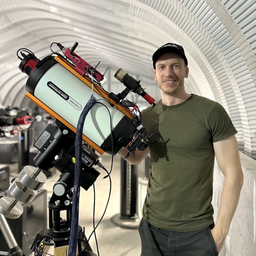 Antoine Grelin and RASA telescope at remote observatory