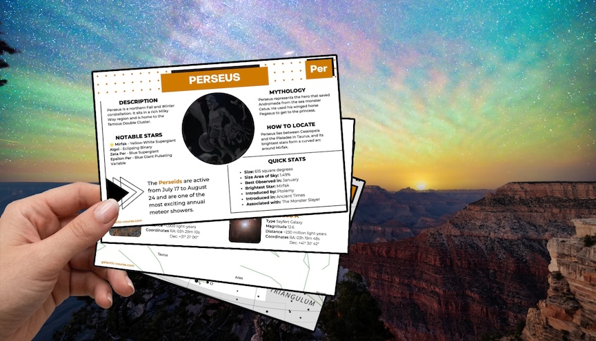 Fall constellation reference cards to download