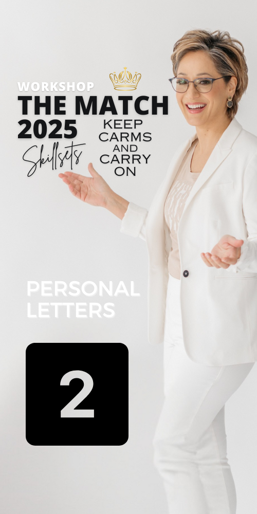 Maria Margaritis MEd. in a white pantsuit coaching her audience