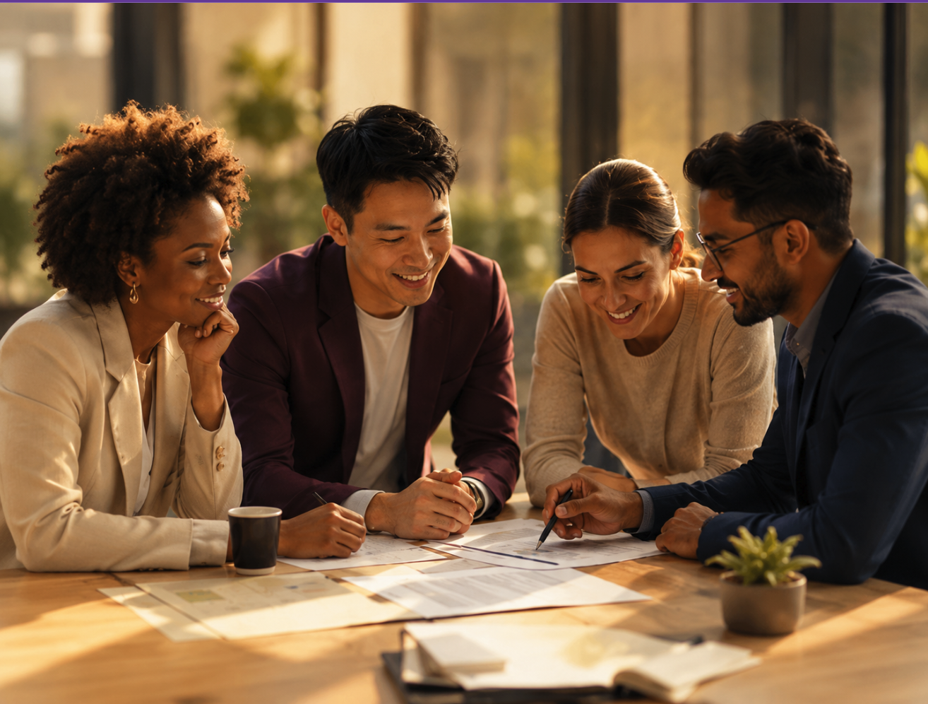 Leaders collaborating at a desk